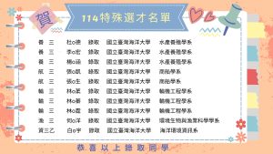 114特殊選才榜單圖片